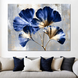 Gilded Ginkgo Leaves Under Moonlight - NicheCanvas
