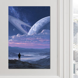 Stargazer Under Ringed World - NicheCanvas