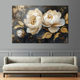 Golden Petals on Midnight - NicheCanvas