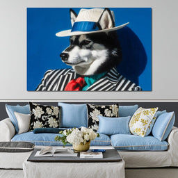 Husky in Chic Fedora Style - NicheCanvas