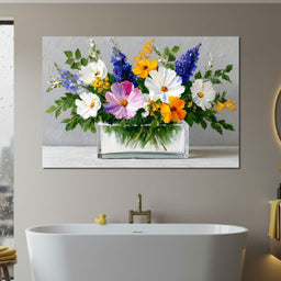 Sunlit Wildflower Still Life - NicheCanvas