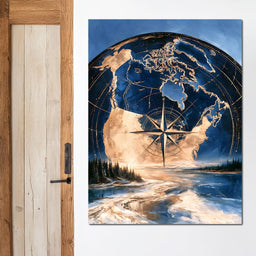 Northern Compass Over Frozen Tundra - NicheCanvas