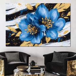 Blue Petals Midnight Bloom - NicheCanvas