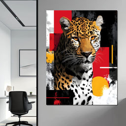 Modern Leopard Portrait Noir Gold - NicheCanvas