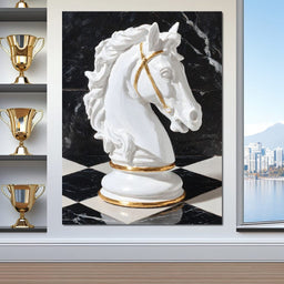 Gilded Knight on Marble Board - NicheCanvas