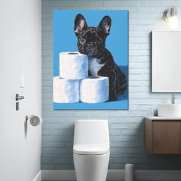 Frenchie Guarding Toilet Rolls - NicheCanvas