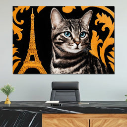 Eiffel Feline Elegance - NicheCanvas