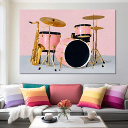 Golden Sax Pink Drum Groove - NicheCanvas