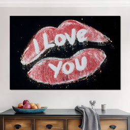 Love You Glitter Kiss Pop - NicheCanvas