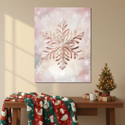 Rose Glimmer Snowflake Elegance - NicheCanvas