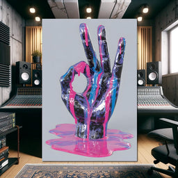 Neon Drip Hand Gesture Fusion - NicheCanvas