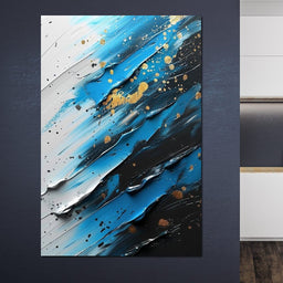 Sapphire Strokes Gold Specks 1 - NicheCanvas