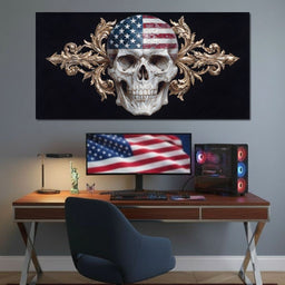 Patriotic Skull Baroque Fusion - NicheCanvas