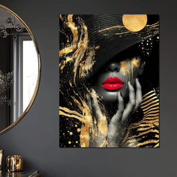 Modern Noir Gold Elegance Portrait - NicheCanvas