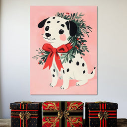 Festive Dalmatian Puppy Cheer - NicheCanvas