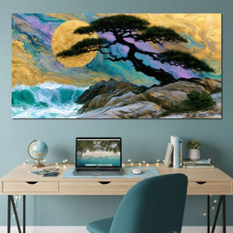 Gilded Solstice Above The Rushing Tide - NicheCanvas