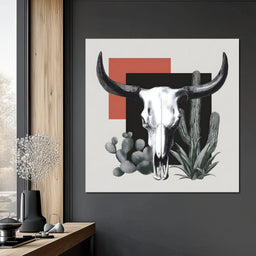 Modern Desert Longhorn Geometry - NicheCanvas