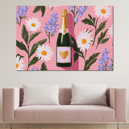 Champagne Hearts And Daisies - NicheCanvas