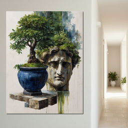 Blue Urn And Stone Head Grove - NicheCanvas