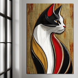 Feline Elegance on Textured Gold - NicheCanvas