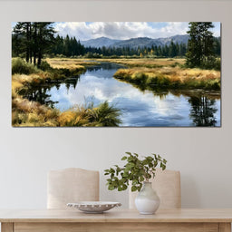 Silent Waters Reflecting Mountain Clouds - NicheCanvas