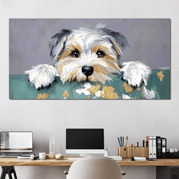 Puppy Yorkshire Eyes Peeking - NicheCanvas