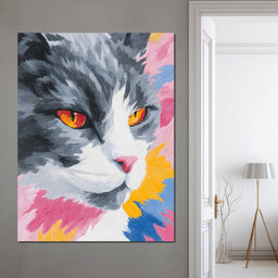 Radiant Feline Fire Eyes Portrait - NicheCanvas