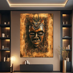 Ancient Tribal Mask Design - NicheCanvas
