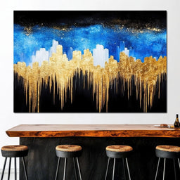 Golden Cityscape Skyline Elegance - NicheCanvas