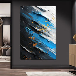 Sapphire Strokes Gold Specks 2 - NicheCanvas