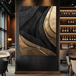 Grey and Gold Wooden Waves 004 - Johanjjf - NicheCanvas