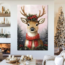 Holiday Reindeer Berries Cheer - NicheCanvas