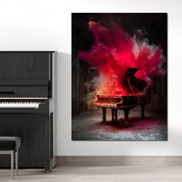 Grand Piano Burst of Vibrant Fire - NicheCanvas