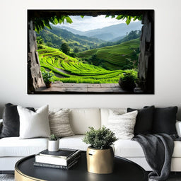 Terraced Valley Morning Glow - NicheCanvas