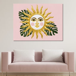Golden Sunface Tropical Glow - NicheCanvas