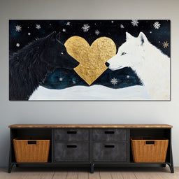 Golden Heart Winter Wolves- - NicheCanvas