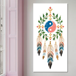 Boho Yinyang Feather Balance - NicheCanvas