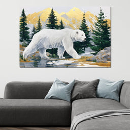 Majestic Polar Bear Wilderness Stroll - NicheCanvas
