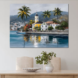 Tropical Harbor Church View - NicheCanvas