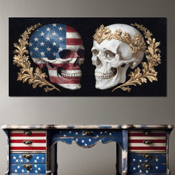 Patriotic Skulls Regal Duel - NicheCanvas