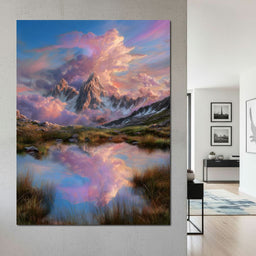 Celestial Peaks Dawn Reflection - NicheCanvas