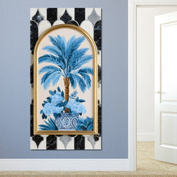 Tropical Elegance Flourish in Blue - NicheCanvas