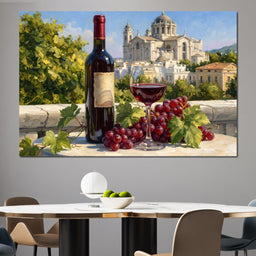 Vintage Wine Harvest Near Cathedral - NicheCanvas