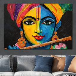 Divine Radiance of Vibrant Krishna - NicheCanvas