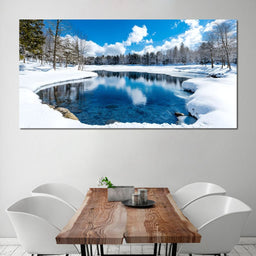 Crystal Winter Lake Reflections - NicheCanvas