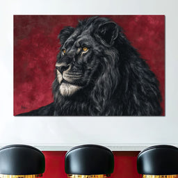Midnight King Black Lion Portrait - NicheCanvas