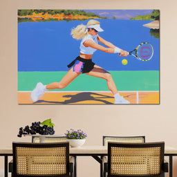 Summer Lakecourt Tennis Rally - NicheCanvas