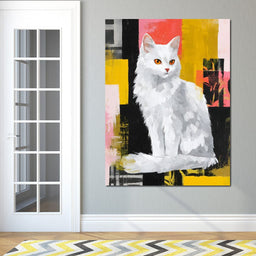 Radiant White Feline Poise - NicheCanvas