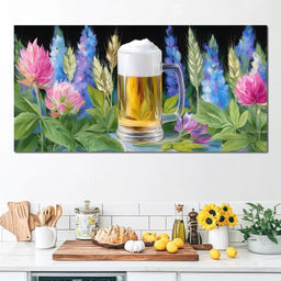 Floral Harmony with Golden Brew - NicheCanvas
