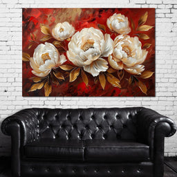 Golden Petals on Fiery Bloom - NicheCanvas